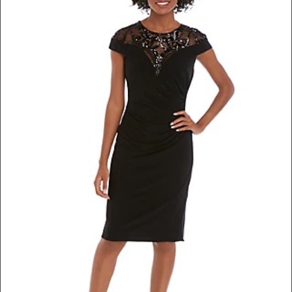 Adrianna Papell Dresses & Skirts - Adrianna Papell Sequin Jersey Dress Black Size 8 NEW NWT REG $159